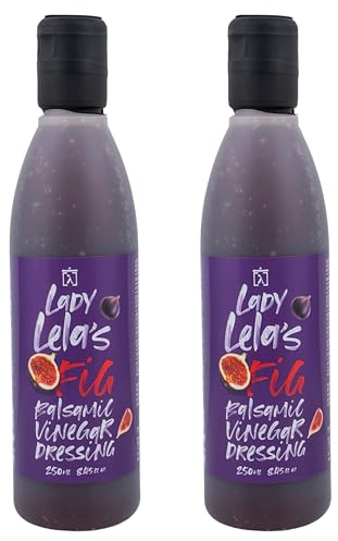 Lady Lela's Aderezo Balsámico de Higo,Pack 2x250ml | Crema balsámica griega lista para usar, ideal para ensaladas, verduras y postres (Total 500ml)