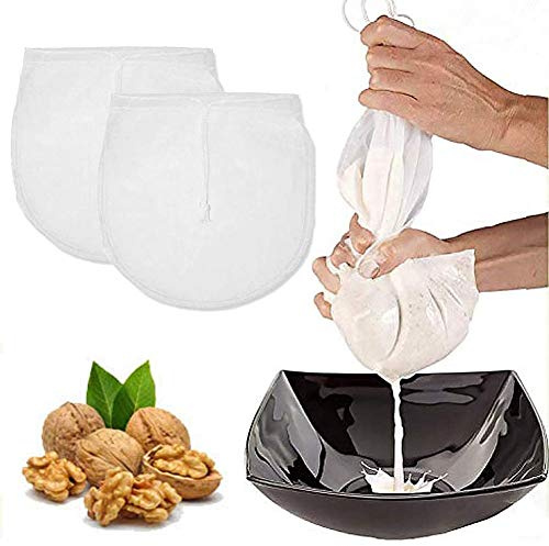 Sac Lait Végétal, Etamine Confiture Tissu Mousseline Alimentaire Cuisine Sacs Filtrants Fromage Thé Laits de Filtre pour Kefir Noix Jus Fruits Passoire Réutilisable (2 pack)