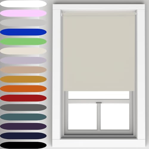 Caecus Natural Blackout Roller Blinds Made To Measure Window Blinds Easy Fit Child Safe Thermal Properties Home Office Fitting Included Up To 90cm Width x Up To 160cm Drop