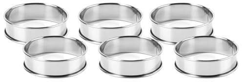 CANDeal 6x English Double Rolled Tart Muffin Rings, 304 Antihaft-Edelstahl Crumpet Rings Metall Runde Ring Formen Für Home Baking, Food Making (10cm / 4 Zoll)