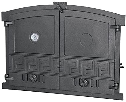 BBQrolling Porte de four en fonte de qualité supérieure avec thermomètre, porte ouverte pour four à pain, 600 x 430 cm