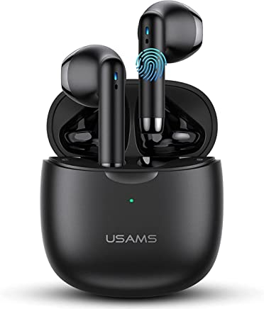 Écouteurs Intra-Auriculaires Bluetooth sans Fil avec Basses puissantes avec USB-C Quick Charge BT 5.0 HiFi 3D Son stéréo True Wireless Earbuds avec Microphone intégré Touch Control Super Mini (Noir)