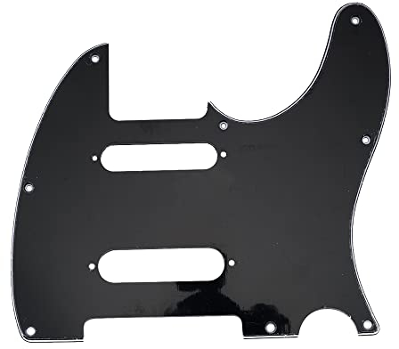 Musiclily Pro 8 Löcher SS Gitarre Tele Schlagbrett Pickguard für USA/Mexico Fender Deluxe Nashville Telecaster E-Gitarre, 3-lagig Schwarz