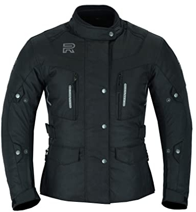 RS Motorradjacke für Damen, Textil, Winter, wasserdicht, mit CE-Protektoren, Schwarz , XXL