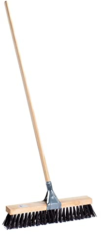 efase Cepillo barrendero 50 cm Fibra Dura Fuerte con Garra metálica con Mango Madera