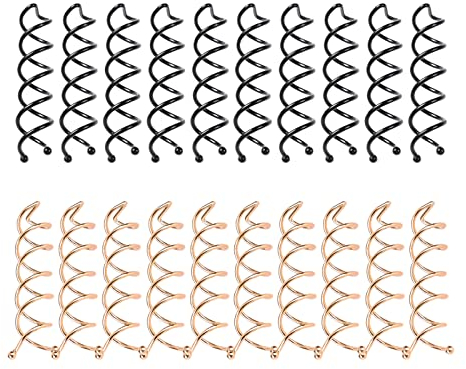 20 Pezzi Fermagli per Capelli a Spirale Forcine per Capelli a Spirale,Clip Stick per Donna Capelli Stile Fai Da Te, Antigraffio Clip a Spirale Accessori per Matrimonio (10 nere e 10 oro rosa)