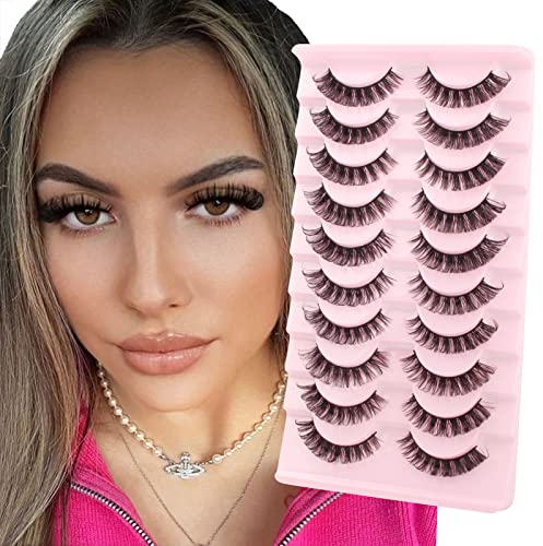 Parriparri Ciglia Finte russian volume 3D Occhio Di Gatto Ciglia Fluffy Russian Strip Lashes Cat Eye Fake Lashes Fatte A Mano False Eyelashes (10 Paia)