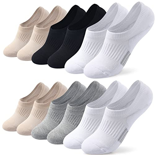 Toes Home 6 Pairs Invisible Trainer Socks Womens, Low Cut Ankle Socks 3-5