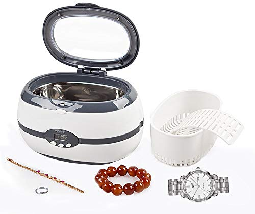 Samnuerly Ultrasonic Cleaner, 600ML Digital Ultrasonic Cleaner Bath with Cleaning Basket and Watch Rack, 5 Sections of Timing, Degas Function, For Jewelry Glasses Watch Metal Circuit Board,Black