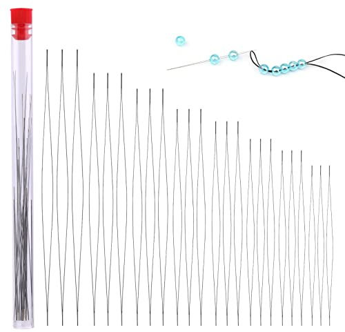 24 Pcs Beading Needles for Seed Beads Big Eye Collapsible Beading Needles for Jewelry Making with Storage Tube for Bracelets