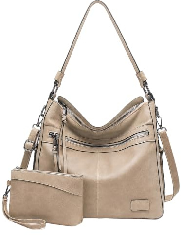 Lifetooler Handtasche Damen Set 2pcs PU Leder Tote Bag Shopper Tasche Damen Schultertasche Vintage Hobo Tasche Umhängetasche für Arbeit Einkauf