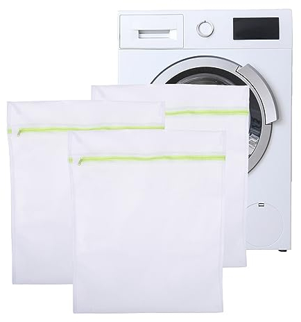 Wäschenetz für Waschmaschine 3 Stück Wäschenetz 50 x 60 cm, Wäschesack mit Reißverschluss, Mesh Wäschesack, Wiederverwendbar Wäschebeutel, Waschmaschine Netzbeutel für Gardinen, Schuhe, Mäntel