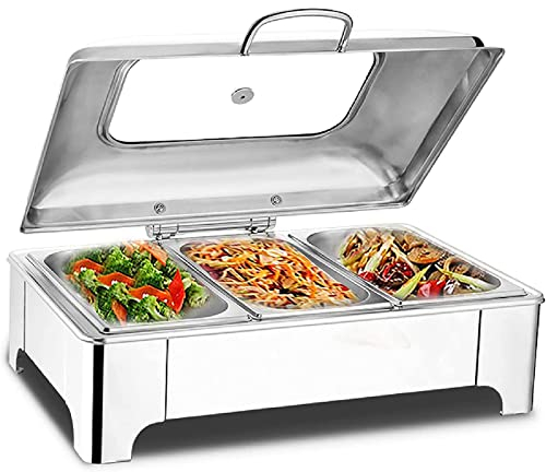 CGLYYDS 9L Chafing Dish,Scalda Vivande Elettrico Buffet,Scaldavivande Elettrico Professionale con Coperchio Visivo,per Buffet/Banchetti/Feste in Casa