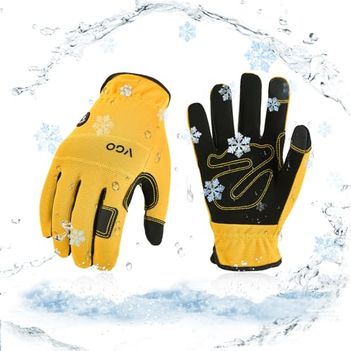 VGO. 1 paire de gants de travail multifonctionnels Pour l’hiver Imperméables Tactiles Thermiques Pour la mécanique, l’entrepôt, la construction, le jardinage