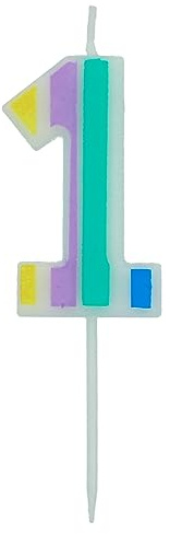 Folat 24261 Bougie Numéro - Bougie Pastel Chiffre 1 Multicolore - Bougies de Gâteau pour la décoration de D'anniversaire, Anniversaire, Happy Birthday, Anniversaires de Mariage, Gâteau de Mariage