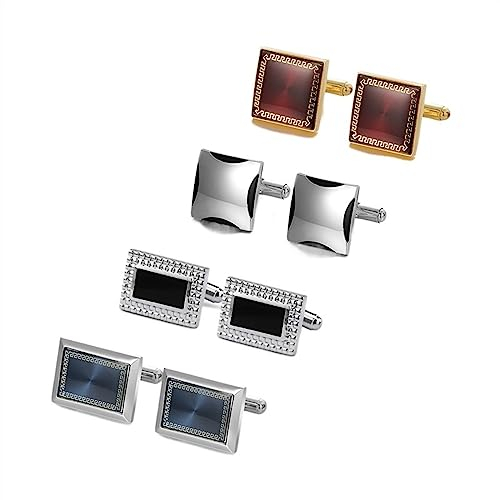 Krawattenklammern for Männer, personalisierte Krawattenklammer, 4 Paar Manschettenknöpfe, Herren-Hemd-Manschettenknöpfe, Hochzeitsgäste, Ehemann, Schmuck, Business-Krawattenklammer ( Color : 23-1SIZE
