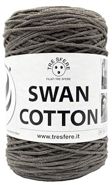 Cordino SWAN COTTON (2509 - Beige Scuro Tortora), filato per borse, cappelli, cestini, sottopiatti, pochette composizione 70% cotone riciclato 30% poliestere, Bobina 250 Grammi 250 metri