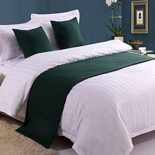 HLASMSPE Corredores de cama de color sólido, bufandas de cama de lino para decoración del hogar, ropa de cama para hoteles, toalla de cama, cubrecama para dormitorio, protección, verde oscuro, 50