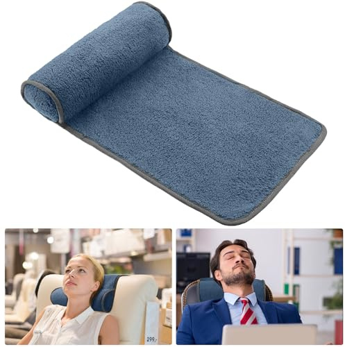 Weysat Nackenkissen für Liege, Kopfkissen, verstellbares Plüschkissen, Nackenrolle, rutschfest, Fleece, Couch, Nackenkopfstützkissen für Reisen, Zuhause, Liegestuhl, Sofa, Sessel (Dunstblau)
