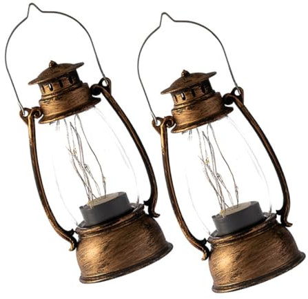 Operitacx 2stücke Elektronische Petroleumlampe Aus Kunststoff Flammenlos Für Innenbereich Vintage Öllampe Dekoration Notbeleuchtung Camping Wandern