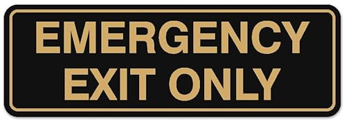 Signs ByLITA Standard Emergency Exit Only Sign - Easy Installation | Durable Wall or Door Sign (Black Gold) - Large