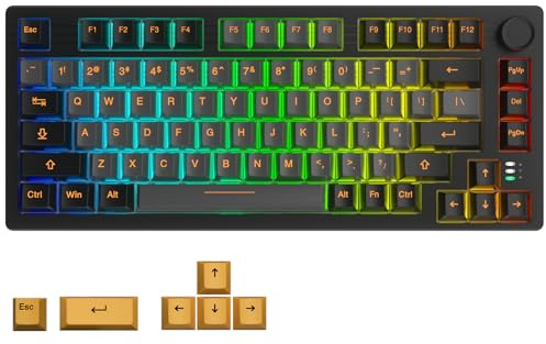 DAREU EK75PRO Clavier Mécanique sans Fil, 75% RGB Hot Swap Clavier Gamer Mécanique avec Knob, BT5.1/2.4G/USB-C, 81 Keys Tri-Mode Montage Gasket, PBT Keycaps, Linéaires Dream‌ Switches for Win/Mac