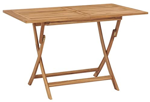 ULUYYUC Campingtisch Partytisch Klapptisch CafetischKlappbarer Gartentisch 120x70x75 cm Teak Massivholzgeeignet für Balkone, Terrassen und Laubengänge