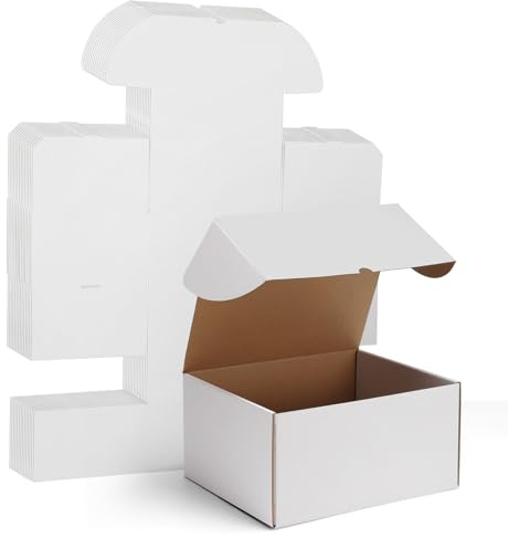 WIFTREY 12x10x6 Shipping Boxes set of 15, 12 x 10 x 6 White Corrugated Cardboard Boxes for Packaging Small Business, Moving, Mailing