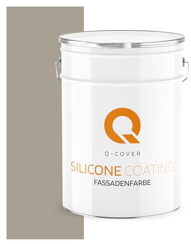 Q-COVER Fassadenfarbe 10 L Elefantengrau F293 – Silikonharz, Außenfarbe, Hydrophob, Wetterfest, Fassadenschutz