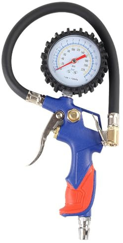 AAKSUS Reifenfüller mit Druckmesser, max. 16 BAR/220 PSI Skalenanzeige, Reifenfüll-/Entlüftungswerkzeug mit Gummischlauch, Luftkompressor-Zubehör für Auto, Fahrrad, Motorrad