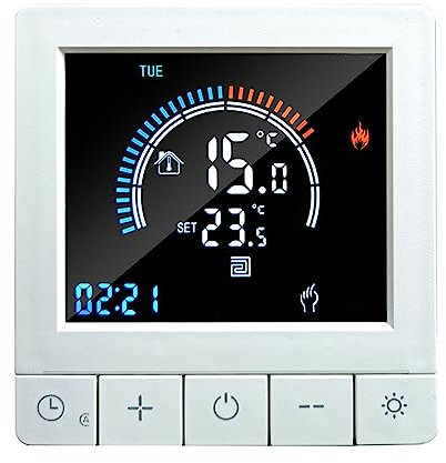 Funien Programmierbarer digitaler Thermostat mit Kindersicherung, LCD-Display, NTC-Sensor, Wasserheizung, Warmer Boden, Fußbodentemperaturregler, intelligenter Wandthermostat für Home-Office-Hotels