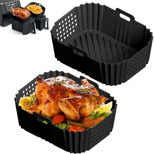 NAROSEBE 2 Stk Airfryer Silikonform Heißluftfritteuse Airfryer Korb Rechteckig Silikon Backform für Heißluftfritteuse Luftfritteuse Silikon Topf Air Fryer Silicone Pot für Backform (21 * 16 * 8cm)