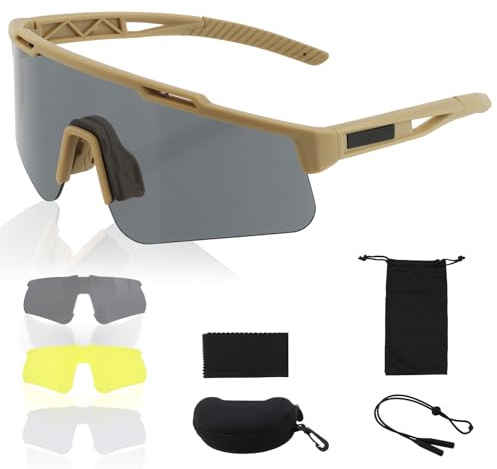 FOCUHUNTER Lunettes tactiques Airsoft anti-buée avec 3 verres interchangeables - Lunettes tactiques pour tir - Protection UV400