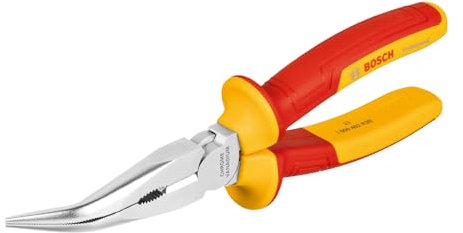 Bosch Professional VDE Long Nose Pliers Bent 40° – 200 mm (Certified up to 1,000 V, Insulated with Thermoplastic Polyurethanes (TPU))