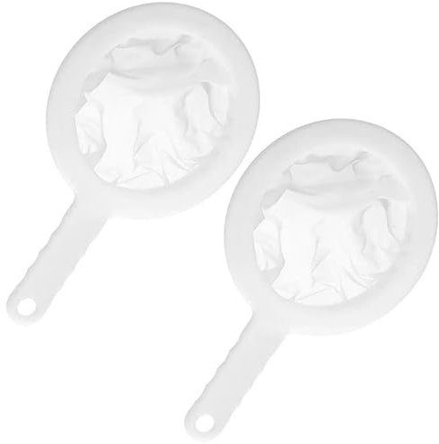 2 PCS Ultra Fine Mesh Strainer 200 Mesh Nylon Mesh Sieve Plastic Kitchen Sieve Non-Slip Handle for Filtering Soy Milk Tea Juice Coffee Oils