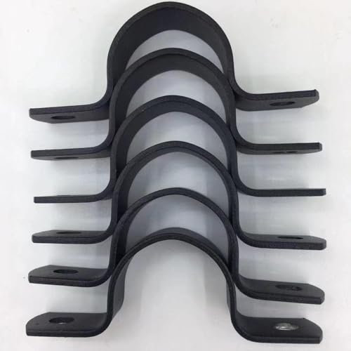 AGUTEA Lot de 6 colliers de serrage en U en métal noir durable à double trou pour sangle de tuyau DIY (1,27 cm)