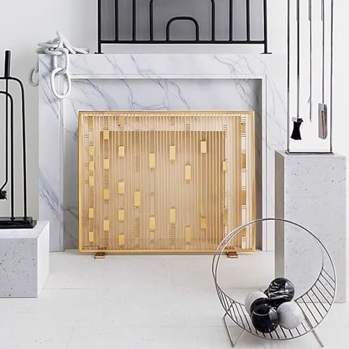 Schermo per Camino Parascintille in Metallo Ornato Rettangolare, Parascintille Decorative per Camino da Soggiorno, Griglia Parascintille con Gambe