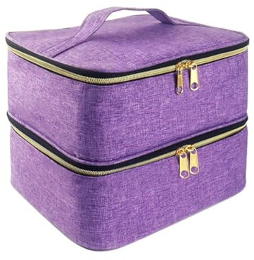 Giwnhvx nagellack organiserare nagellack förvaringsväska bärbar nagellackshållare rymmer 30 flaskor och nagellack, rosa 25 x 20 x 19 cm, Lila
