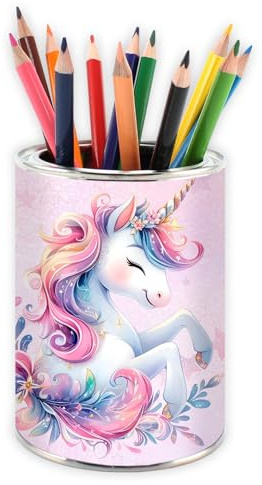 Stiftebecher Einhorn rosa - Stifteköcher Stiftehalter Schreibtischorganizer Schreibtisch Büro Stifte Organizer Metall Kinder Mädchen Einschulung