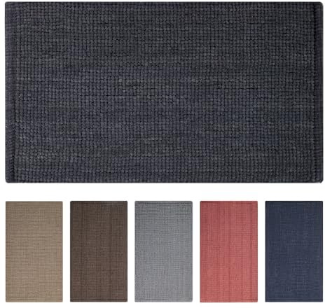 OLIVO.shop Tappeto Bagno Antiscivolo in Ciniglia, Tappetino Bagno Assorbente, Tappeto Cotone CORN (GRIGIO SCURO, 60x120 cm)