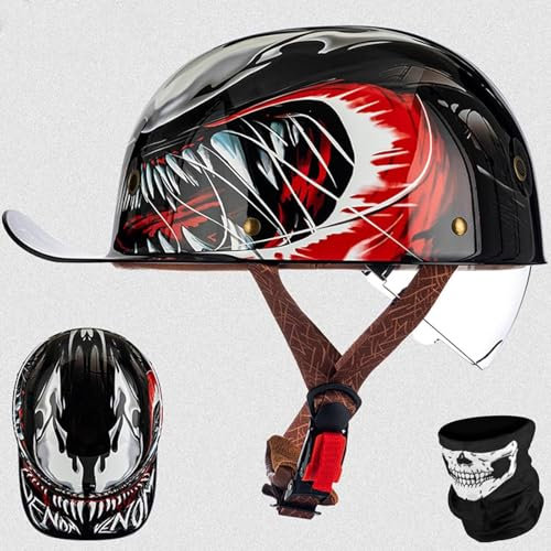 GKCEGHKS Mezzo Elmetto Moto retrò retrò Casco Scodella Portatile Mezzi Caschi Jet Mezzo Casco da Motociclista Vintage Caschi ECE Omologato Casco Faccia Aperta retrò Casco Scooter