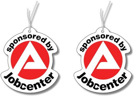 2x Duftbaum mit 'Sponsored by Jobcenter' Motiv, Auto lustig Duftspender, Duftbaum Auto tuning, Lufterfrischer, Duftanhänger Auto, Set Auto, Scherzartikel