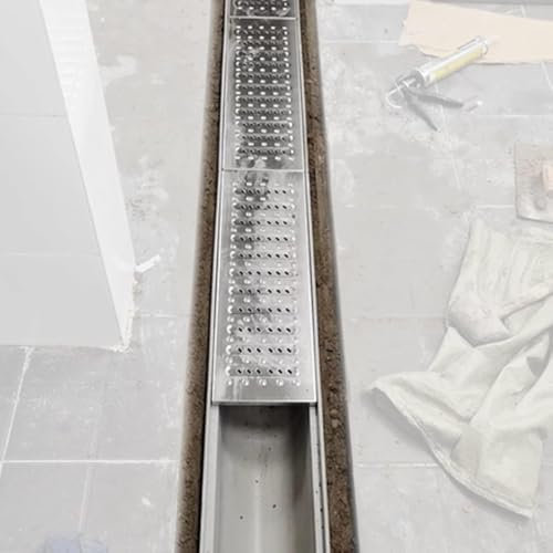 Piastra di copertura per sistema di drenaggio con griglia di scarico, ideale per giardini, vialetti, docce, pavimenti in cemento, canali di drenaggio 100 x 25 x 25 cm