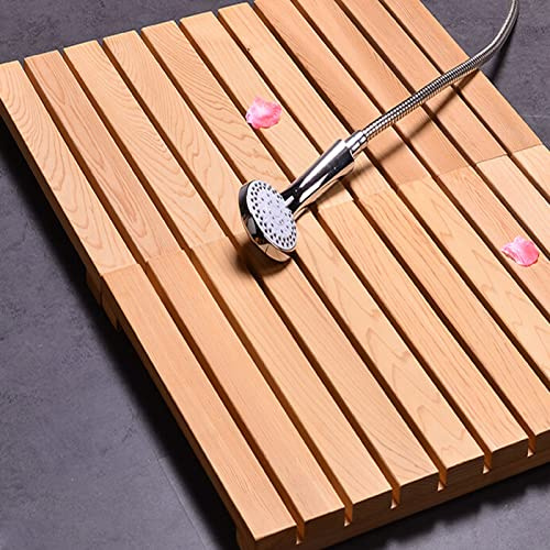 Tapis de bain de luxe en bois naturel antidérapant respectueux de l'environnement pour douche Caillebotis 50 x 50 cm pour sol de salle de bain design durable et élégant