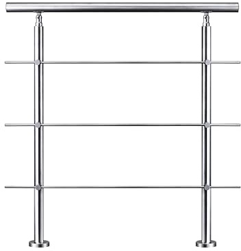 AICA Barandilla de escalera de acero inoxidable - pasamanos de escalera para interior y exterior escaleras, parapeto, balcón (120 cm 3 barras transversales ）