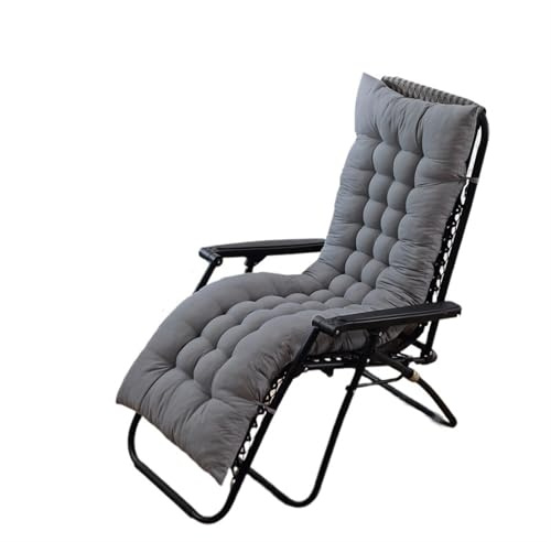 Outdoor Deckchair Cushion - Soft Recliner & Rocking Chair Cushions - Long Furniture Pad - Multi-Size Options (Grey, 53x180cm, 1 Piece)
