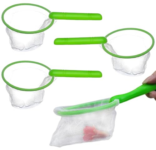 3 Pcs Mesh Scoop Net – Lightweight Water Strainer for Paddling Pools, Bathtubs & Outdoor Use, Fine Mesh Debris Remover (Assorted Colors)