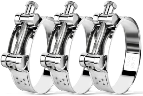 ENUTROF Gelenkbolzenschelle Edelstahl Gelenkbolzen 68-73MM Schelle 3STK Set | Auspuffschelle Motorrad Schlauchschellen Spannbackenschellen Auspuff Schellen 304 Edelstahl (68-73mm)