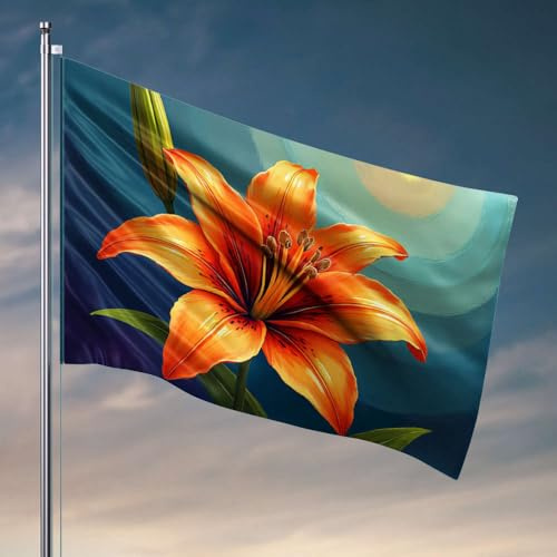Drapeaux pour les garçons Un lys orange vif fleurit brillamment. Drapeau homme grotte Drapeaux pour votre chambre (152 x 244 cm)