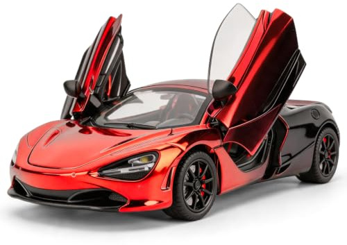 BGHSCA 1:24 Maßstab Mclaren 720s Diecast-Modellauto, Spielzeugfahrzeug aus Zinklegierung mit Sound und Licht für Kinder ab 3 Jahren (rot)